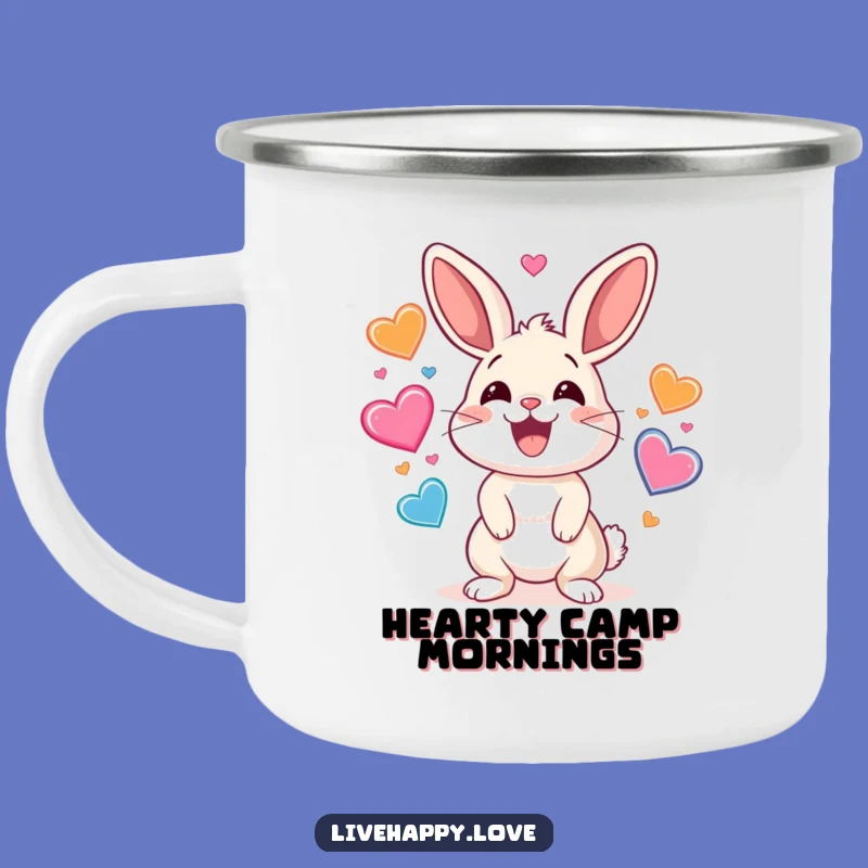 Funny Rabbit Camping Mug: Heart Juggling Outdoors, Cheerful Funny Gift