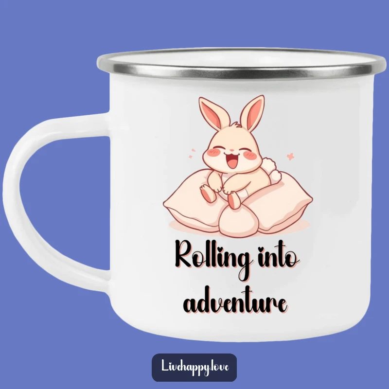 Funny Rabbit Pillow Roll Camping Mug - Relaxing Camp Companion, Cheerful Gift