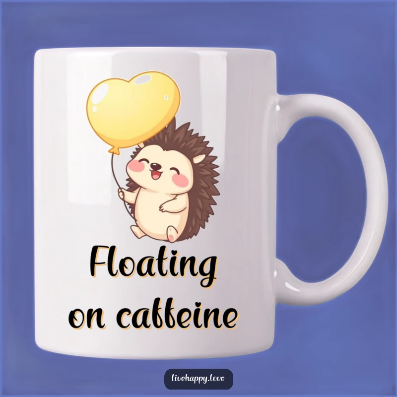 Funny Hedgehog Balloon Mug - Whimsical Animal Gift, Giggling & Hilarious