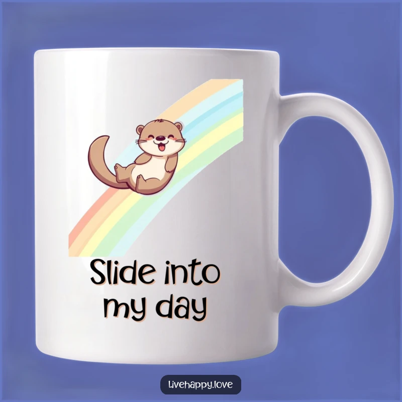 Funny Otter Rainbow Mug: Joyful Slide Art, Perfect Funny Gift