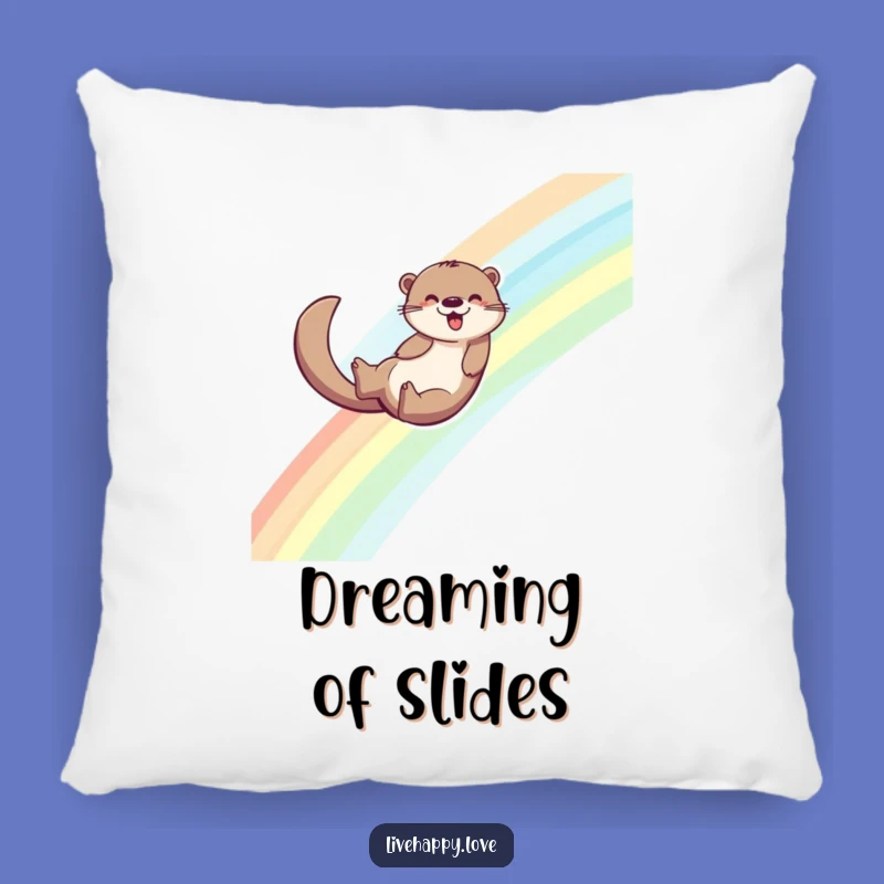 Funny Otter Pillow: Cozy Rainbow Joy, Adorable Funny Gift