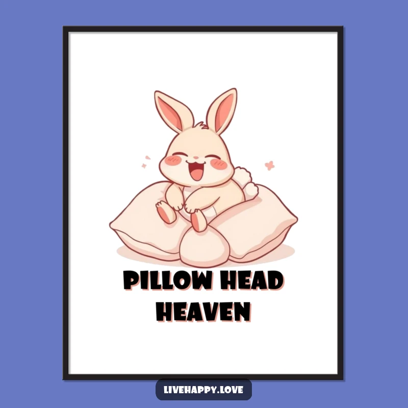 Funny Rabbit Pillow Roll Digital Art - Instant Cozy Decor, Unique Gift