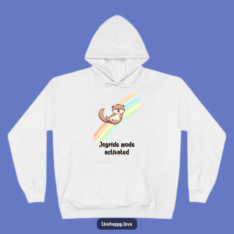 Funny Otter Hoodie: Cozy Rainbow Slide, Joyful Funny Gift