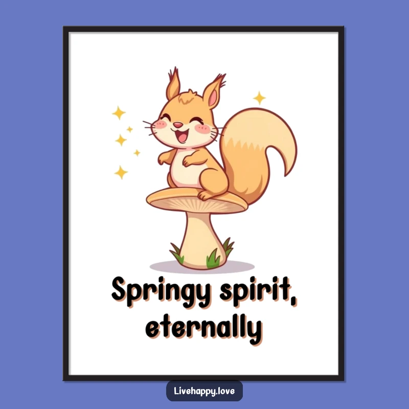 Free Printable Wall Art: Bouncing Squirrel with Sparkles, Funny Downloadable Decor