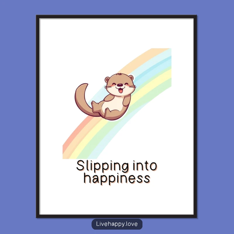 Free Printable Wall Art: Otter Sliding Rainbow, Funny Downloadable Decor