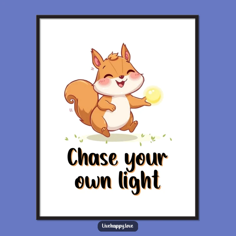 Funny Free Printable Wall Art: Squirrel Light Chase, Hilarious Downloadable Decor