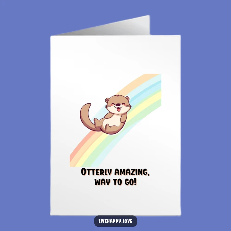 Free Printable Otter Rainbow Congrats Card: Joyful Slide, Downloadable Gift