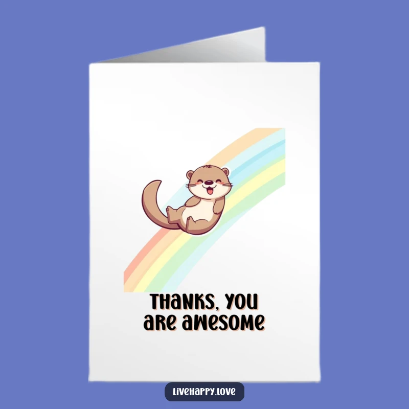Free Printable Otter Rainbow Thank You Card: Joyful Slide, Downloadable Gift