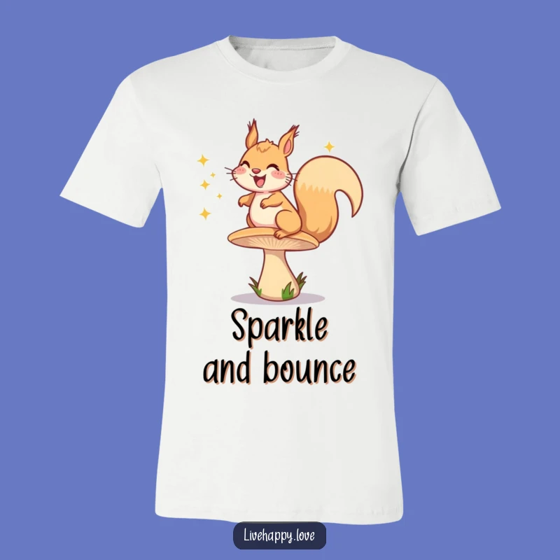 Funny Squirrel Mushroom T-Shirt: Bouncing Sparkles Tee, Great Funny Gift