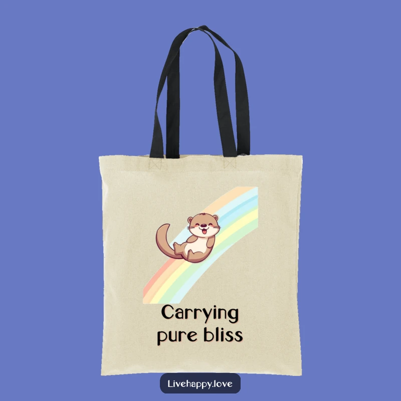 Funny Otter Tote Bag: Rainbow Slide Style, Chic Funny Gift